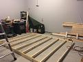 laying out the base for the platform.  10 x 8.  Main issue with the  height was being able to pull it up to clear the garage rails