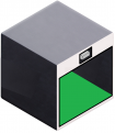 Simulator box with projector placement.