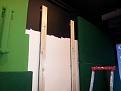 Battens on wall on which wall panels are hung