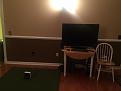 Screen and computer table.